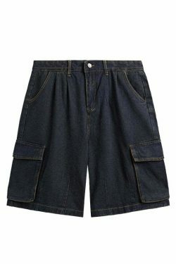 Vintage Skater Fit Cargo Jorts for Women - Y2K Aesthetic with Grunge Style, Coquette Fashion