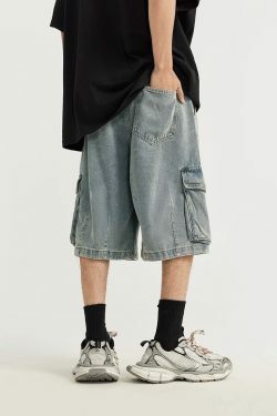 Vintage Skater Fit Cargo Jorts for Women - Y2K Aesthetic with Grunge Style, Coquette Fashion