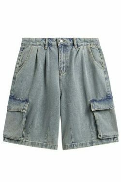 Vintage Skater Fit Cargo Jorts for Women - Y2K Aesthetic with Grunge Style, Coquette Fashion