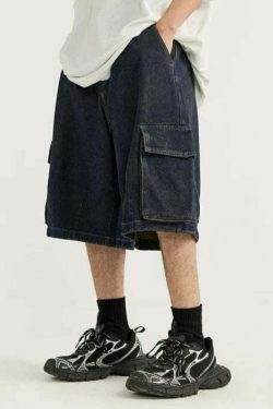 Vintage Skater Fit Cargo Jorts for Women - Y2K Aesthetic with Grunge Style, Coquette Fashion