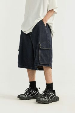 Vintage Skater Fit Cargo Jorts for Women - Y2K Aesthetic with Grunge Style, Coquette Fashion