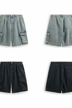 Vintage Skater Fit Cargo Jorts for Women - Y2K Aesthetic with Grunge Style, Coquette Fashion