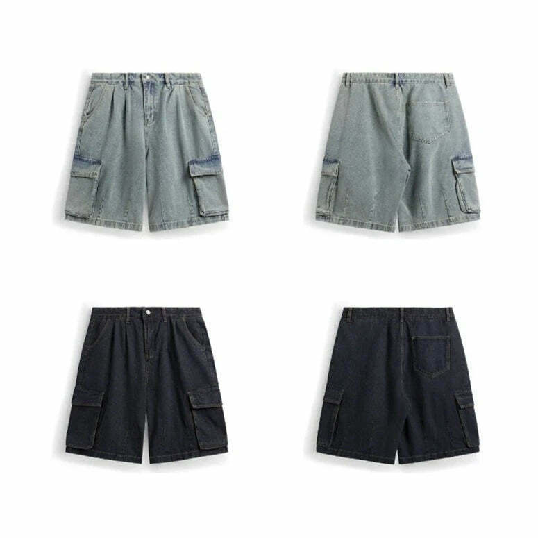 Vintage Skater Fit Cargo Jorts for Women - Y2K Aesthetic with Grunge Style, Coquette Fashion