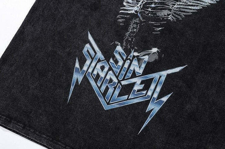 Vintage Skeleton Angel Acid Washed Tee - Y2K Fashion Grunge Aesthetic Coquette Style