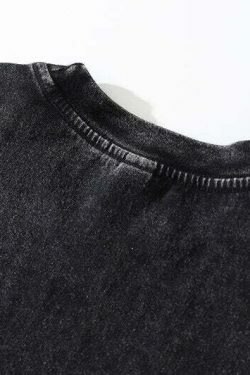 Vintage Skeleton Target Acid Washed Long Sleeve Tee - Y2K Grunge Aesthetic Fashion