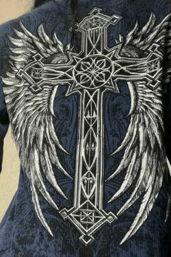 Vintage Skull Print Long Sleeve Knit Sweater - Y2K Aesthetic Goth Grunge Coquette Style Top