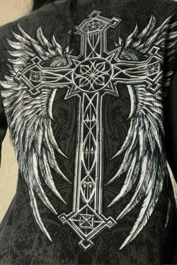 Vintage Skull Print Long Sleeve Knit Sweater - Y2K Aesthetic Goth Grunge Coquette Style Top