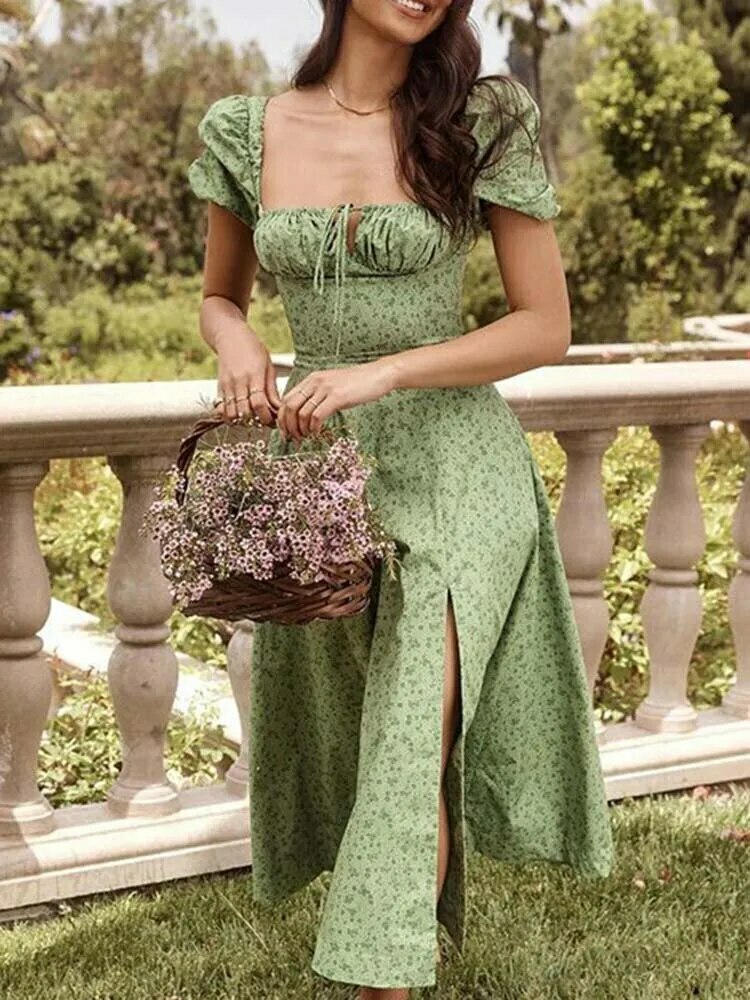 Vintage Split-Leaf Floral Dress - Y2K Fashion with Coquette Aesthetic & Grunge Vibes Vintage Split-Leaf Floral Dress - Y2K Fashion with Coquette Aesthetic & Grunge Vibes