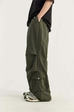 Vintage Stacked Parachute Pants - Y2K Fashion Grunge Aesthetic Coquette Style Cargo Skirt