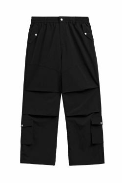 Vintage Stacked Parachute Pants - Y2K Fashion Grunge Aesthetic Coquette Style Cargo Skirt