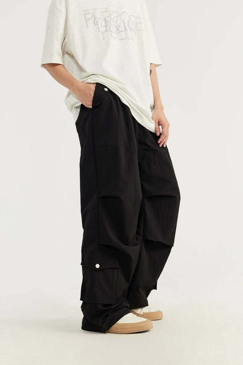 Vintage Stacked Parachute Pants - Y2K Fashion Grunge Aesthetic Coquette Style Cargo Skirt Vintage Stacked Parachute Pants - Y2K Fashion Grunge Aesthetic Coquette Style Cargo Skirt