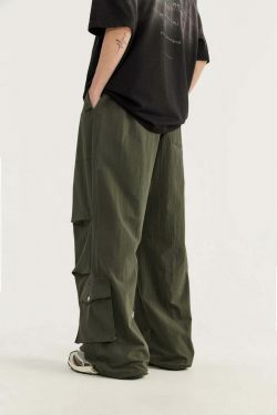Vintage Stacked Parachute Pants - Y2K Fashion Grunge Aesthetic Coquette Style Cargo Skirt