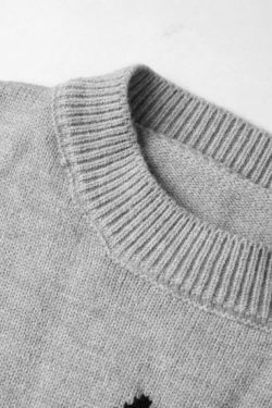 Vintage Star Jacquard Crew Neck Sweater - Y2K Aesthetic - Coquette Style - Gr