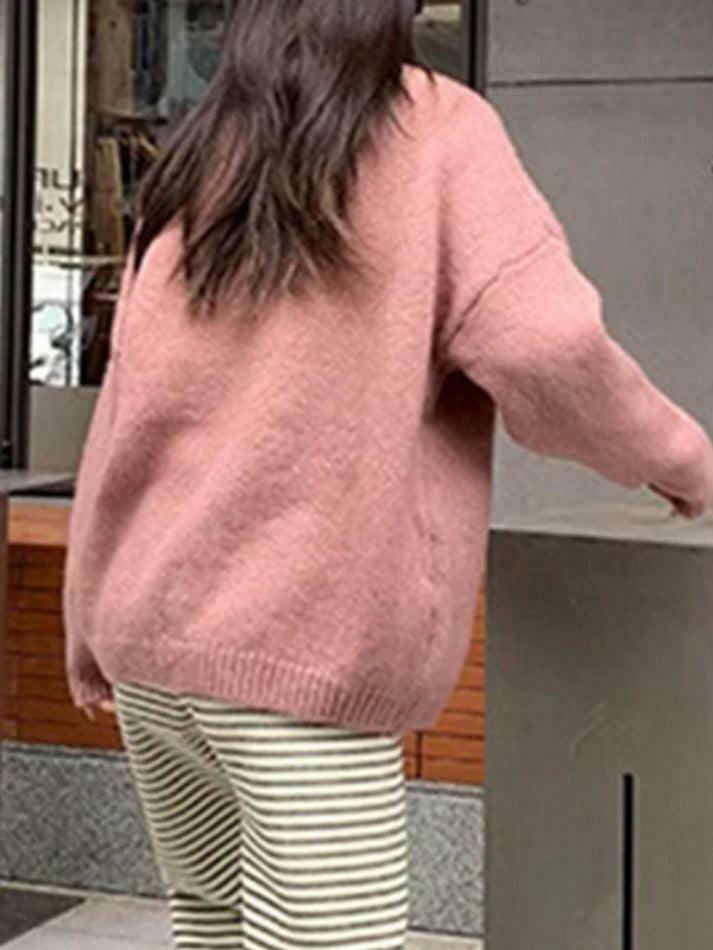 Vintage Star Jacquard Crew Neck Sweater - Y2K Aesthetic - Coquette Style - Gr