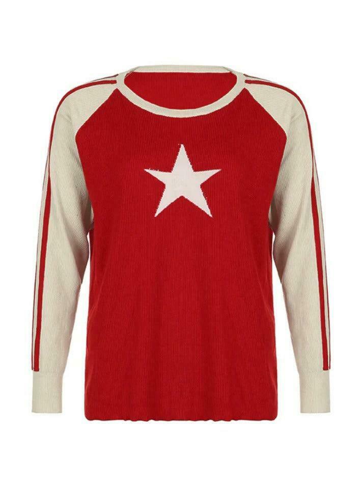 Vintage Star Raglan Sweater in Contrast Colors Vintage Star Raglan Sweater in Contrast Colors