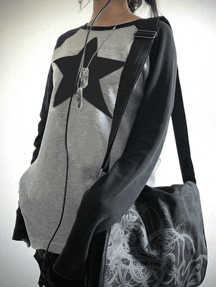 Vintage Star Y2K Long Sleeve Tee - Nostalgic Aesthetic Top for Women with a Retro Vibe