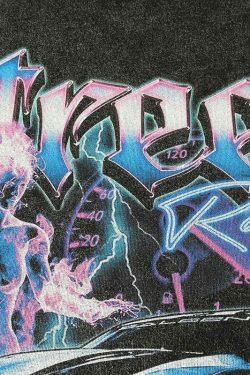 Vintage Street Racer Graphic Tee - Y2K Fashion Aesthetic Top for Women