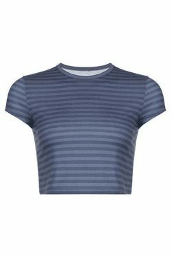 Vintage Striped Baby Crop Top in Y2K Aesthetic Style