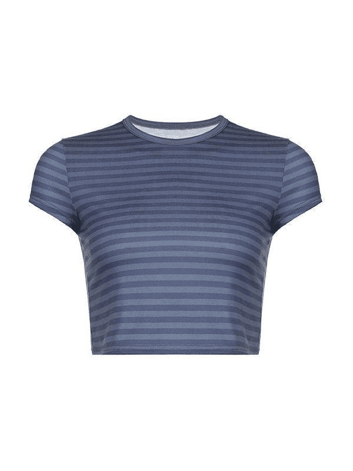 Vintage Striped Baby Crop Top in Y2K Aesthetic Style