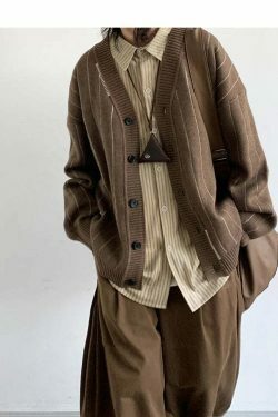 Vintage Striped Cardigan for Women - Y2K Fashion Aesthetic with Coquette and Grunge Vibes