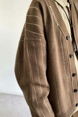 Vintage Striped Cardigan for Women - Y2K Fashion Aesthetic with Coquette and Grunge Vibes