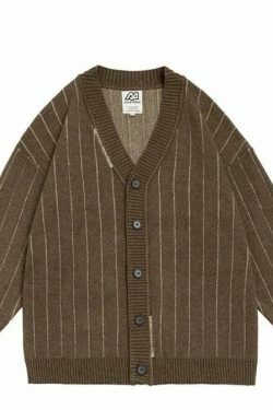 Vintage Striped Cardigan for Women - Y2K Fashion Aesthetic with Coquette and Grunge Vibes