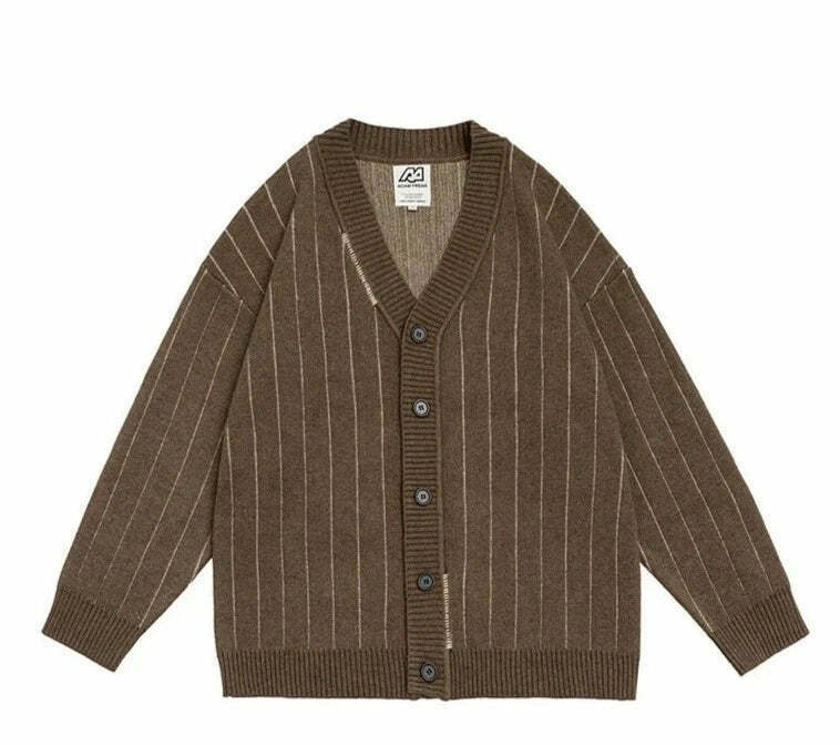 Vintage Striped Cardigan for Women - Y2K Fashion Aesthetic with Coquette and Grunge Vibes
