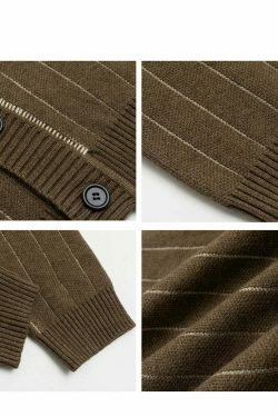 Vintage Striped Cardigan for Women - Y2K Fashion Aesthetic with Coquette and Grunge Vibes