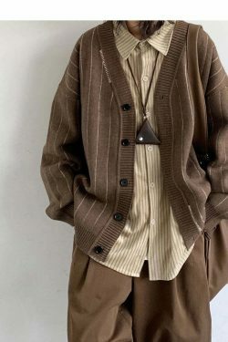 Vintage Striped Cardigan for Women - Y2K Fashion Aesthetic with Coquette and Grunge Vibes