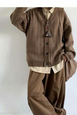 Vintage Striped Cardigan for Women - Y2K Fashion Aesthetic with Coquette and Grunge Vibes