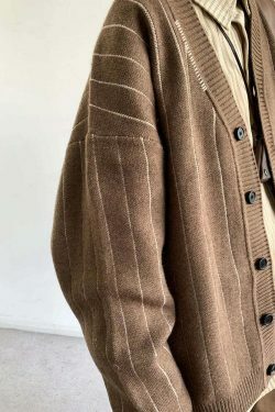 Vintage Striped Cardigan for Women - Y2K Fashion Aesthetic with Coquette and Grunge Vibes