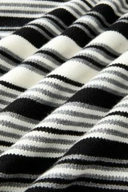 Vintage Striped Crew Neck Pullover Sweater for Y2K Fashion Enthusiasts