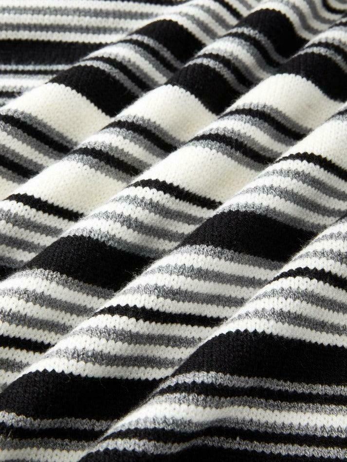 Vintage Striped Crew Neck Pullover Sweater for Y2K Fashion Enthusiasts