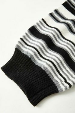 Vintage Striped Crew Neck Pullover Sweater for Y2K Fashion Enthusiasts