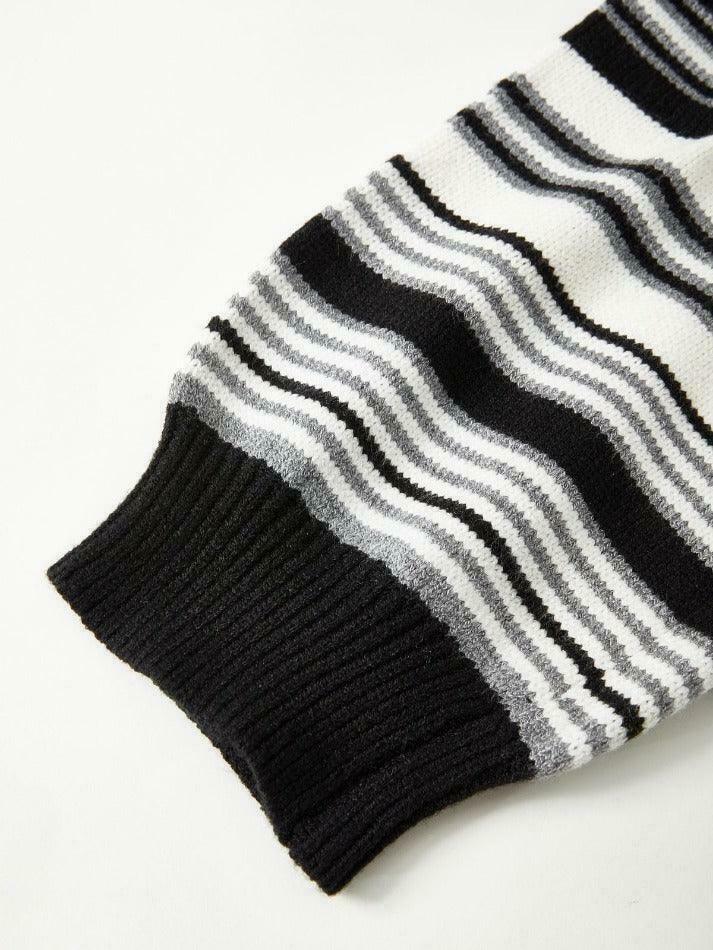 Vintage Striped Crew Neck Pullover Sweater for Y2K Fashion Enthusiasts