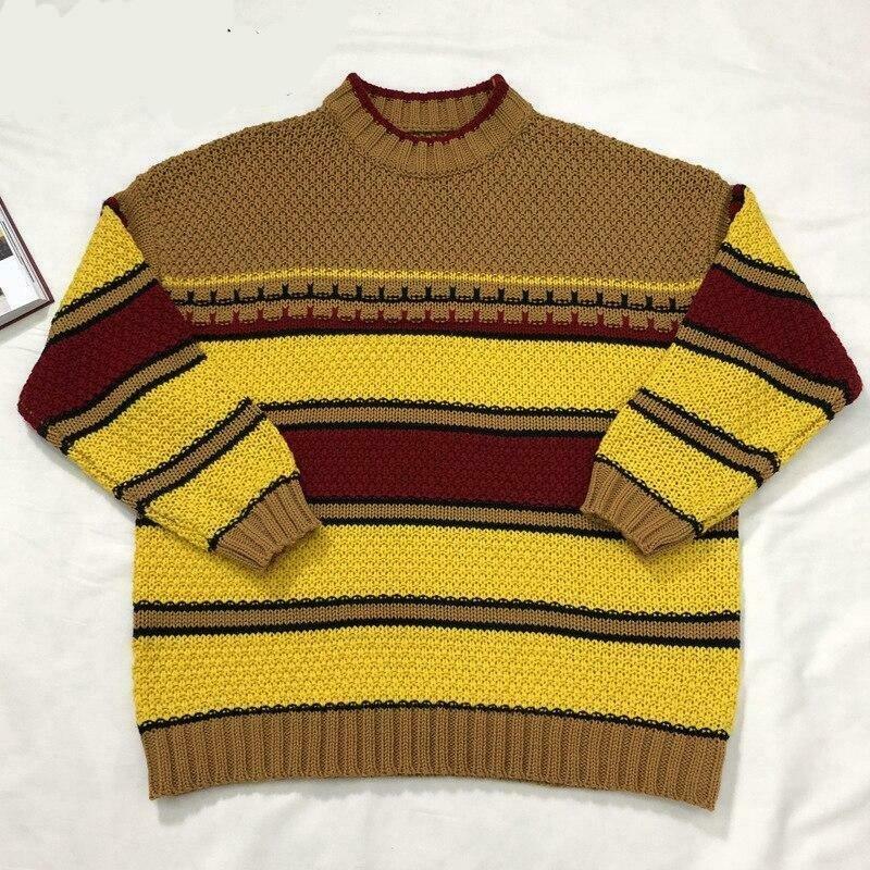 Vintage Striped Oversized Sweater in Y2K Aesthetic Style