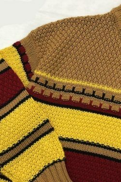 Vintage Striped Oversized Sweater in Y2K Aesthetic Style