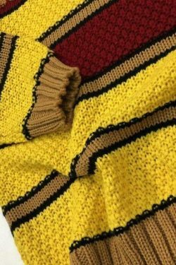 Vintage Striped Oversized Sweater in Y2K Aesthetic Style