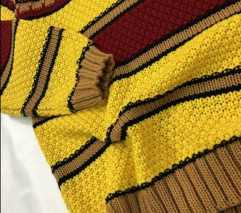 Vintage Striped Oversized Sweater in Y2K Aesthetic Style