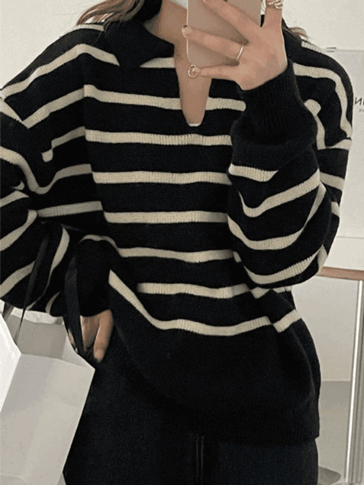 Vintage Striped Pullover Sweater for Y2K Fashion Enthusiasts with Coquette and Grunge Aesthetic