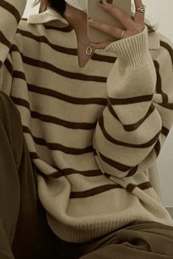 Vintage Striped Pullover Sweater for Y2K Fashion Enthusiasts with Coquette and Grunge Aesthetic