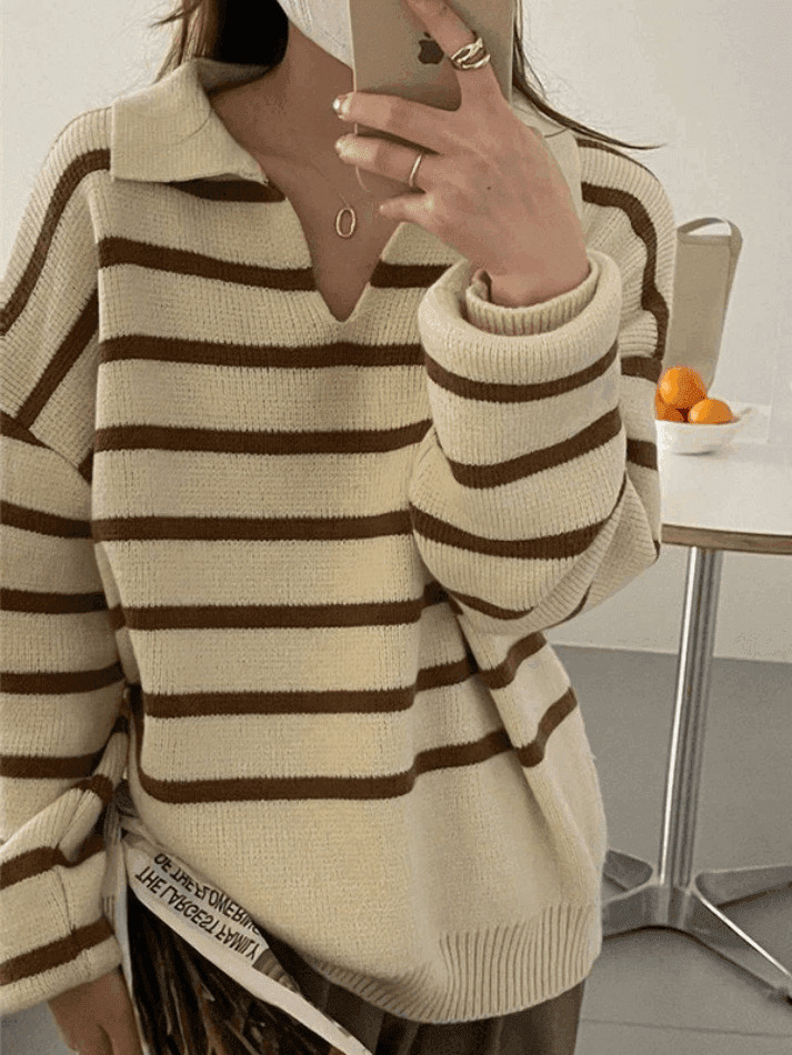 Vintage Striped Pullover Sweater for Y2K Fashion Enthusiasts with Coquette and Grunge Aesthetic