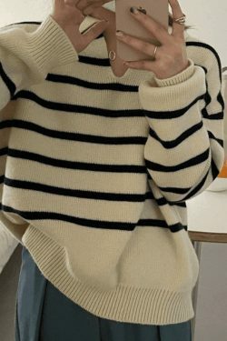 Vintage Striped Pullover Sweater for Y2K Fashion Enthusiasts with Coquette and Grunge Aesthetic