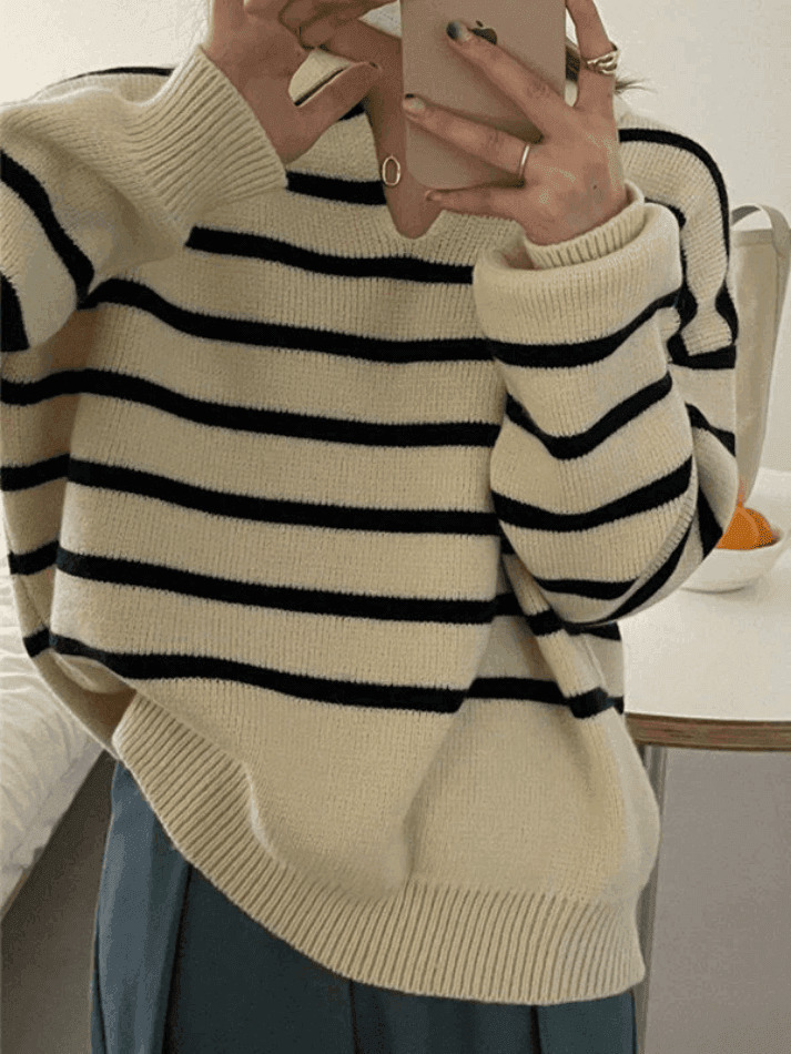 Vintage Striped Pullover Sweater for Y2K Fashion Enthusiasts with Coquette and Grunge Aesthetic