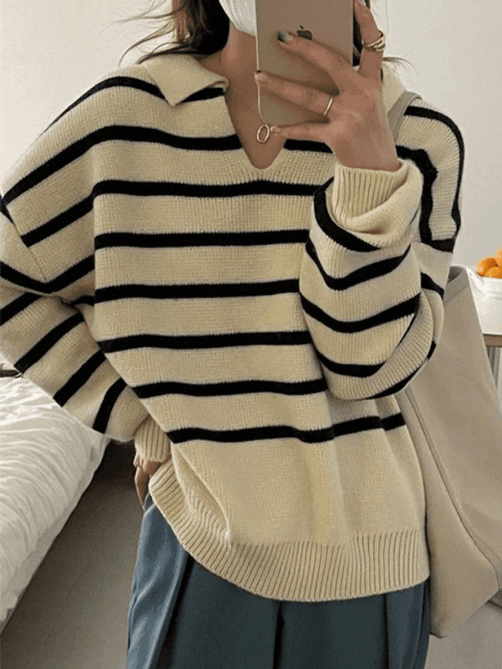 Vintage Striped Pullover Sweater for Y2K Fashion Enthusiasts with Coquette and Grunge Aesthetic