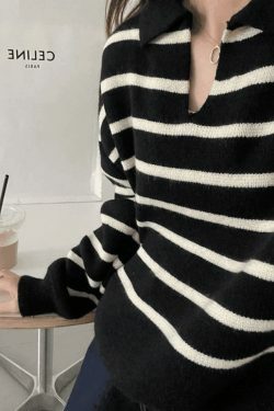 Vintage Striped Pullover Sweater for Y2K Fashion Enthusiasts with Coquette and Grunge Aesthetic