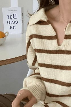 Vintage Striped Pullover Sweater for Y2K Fashion Enthusiasts with Coquette and Grunge Aesthetic