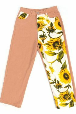 Vintage Sunflower High Waist Pants - Y2K Fashion Aesthetic Women's Clothing