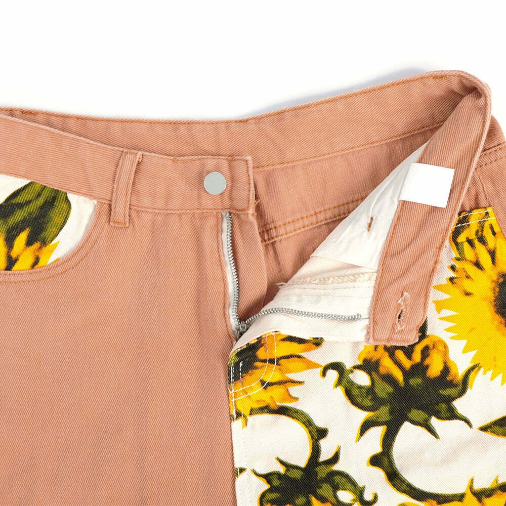 Vintage Sunflower High Waist Pants - Y2K Fashion Aesthetic Women's Clothing