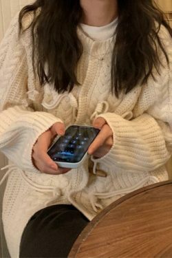 Vintage Twist Design Horn Buckle Cardigan - Y2K Fashion with Coquette & Grunge Aesthetics